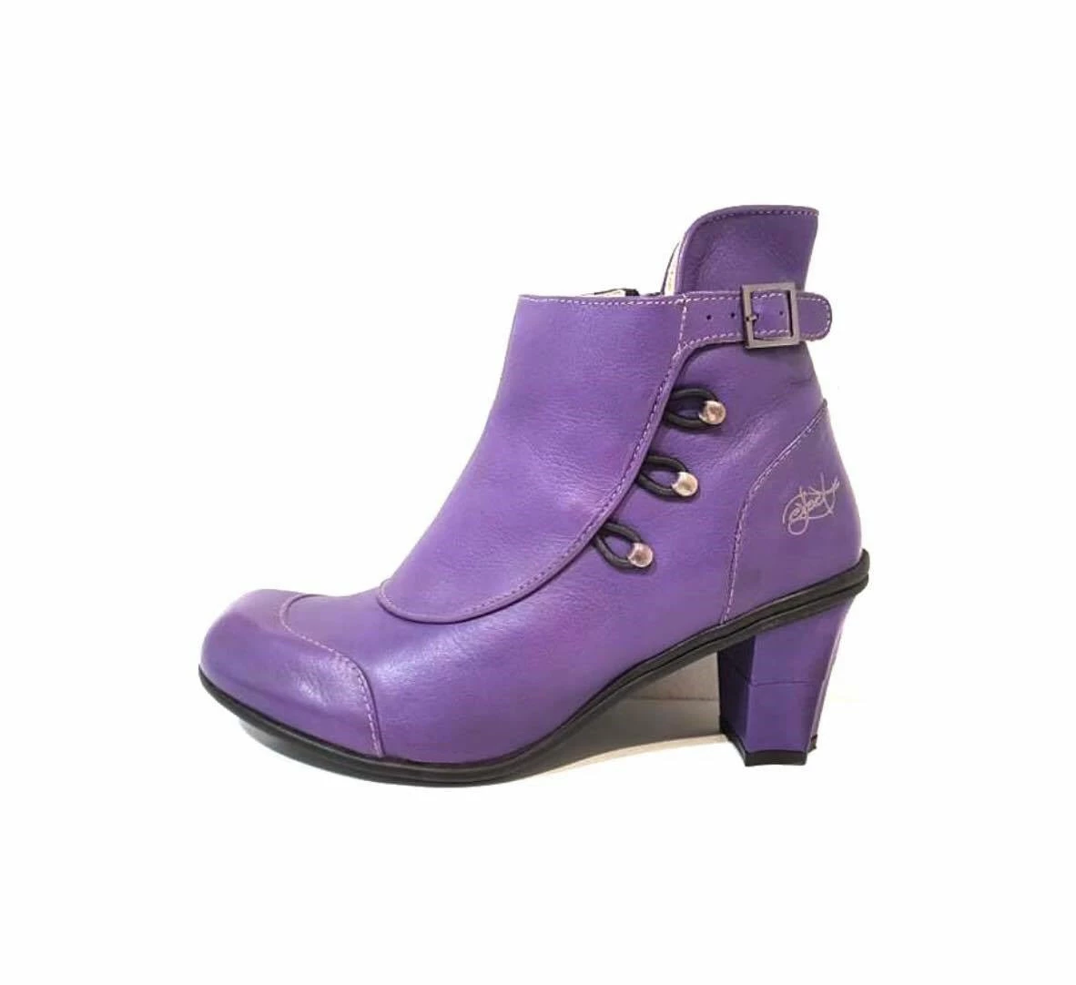 Eject Ladies Boots Eject EJW19-06 Purple Leather Zip Ankle Boot Made In Portugal 5 Eject Ladies Boots Eject EJW19-06 Purple Leather Zip Ankle Boot Made In Portugal - Image 5