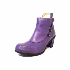 Eject Ladies Boots Eject EJW19-06 Purple Leather Zip Ankle Boot Made In Portugal