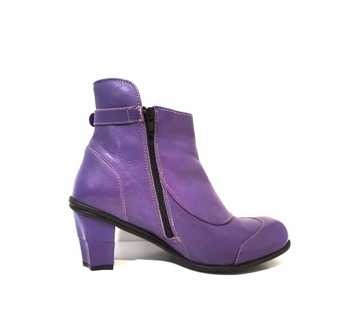 Eject Ladies Boots Eject EJW19-06 Purple Leather Zip Ankle Boot Made In Portugal 4 Eject Ladies Boots Eject EJW19-06 Purple Leather Zip Ankle Boot Made In Portugal - Image 4
