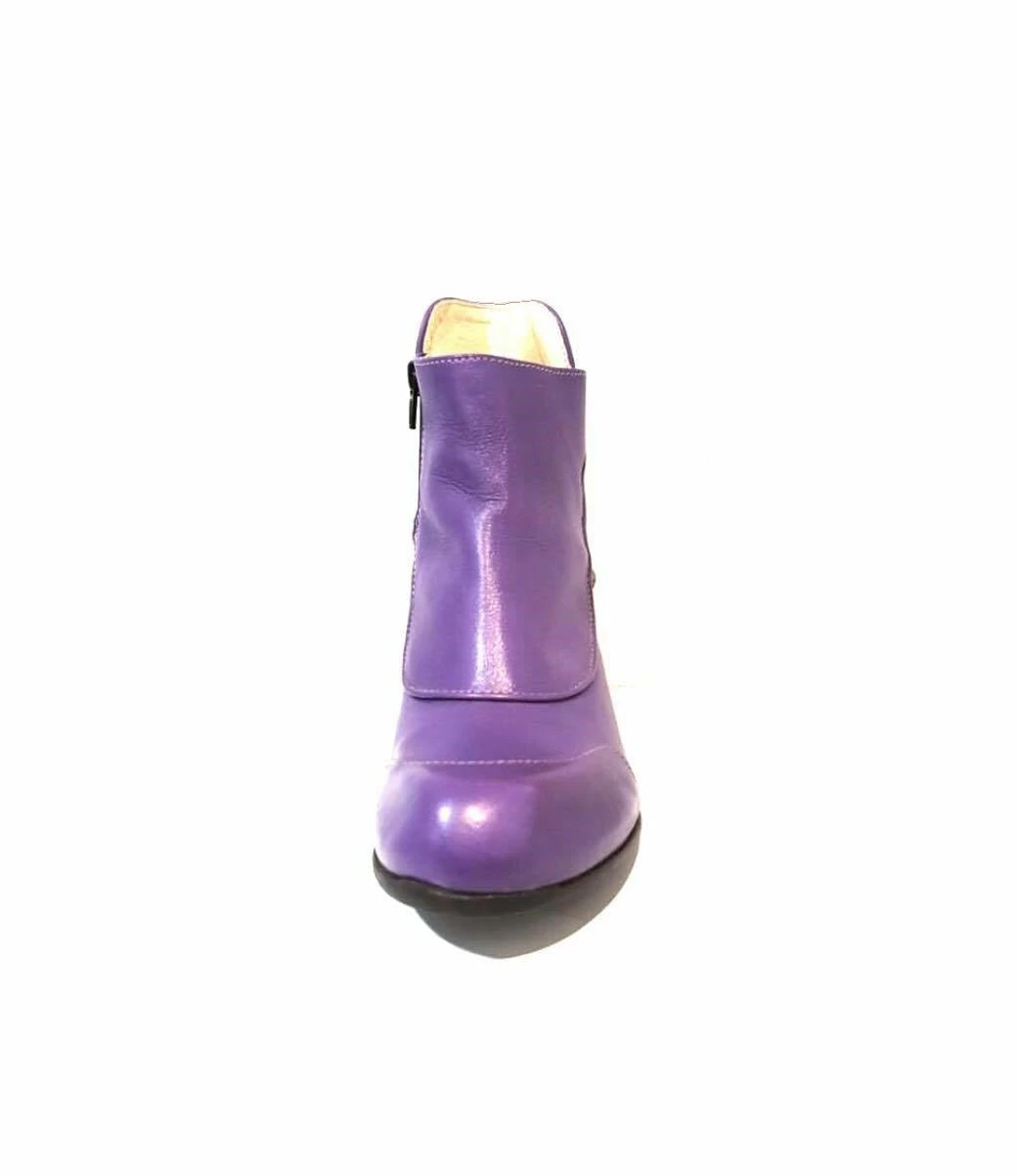 Eject Ladies Boots Eject EJW19-06 Purple Leather Zip Ankle Boot Made In Portugal 2 Eject Ladies Boots Eject EJW19-06 Purple Leather Zip Ankle Boot Made In Portugal - Image 2