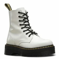 Dr. Martens Boots Dr. Martens Jadon White Smooth Zip Platform Ankle 8 Eyelet Boot