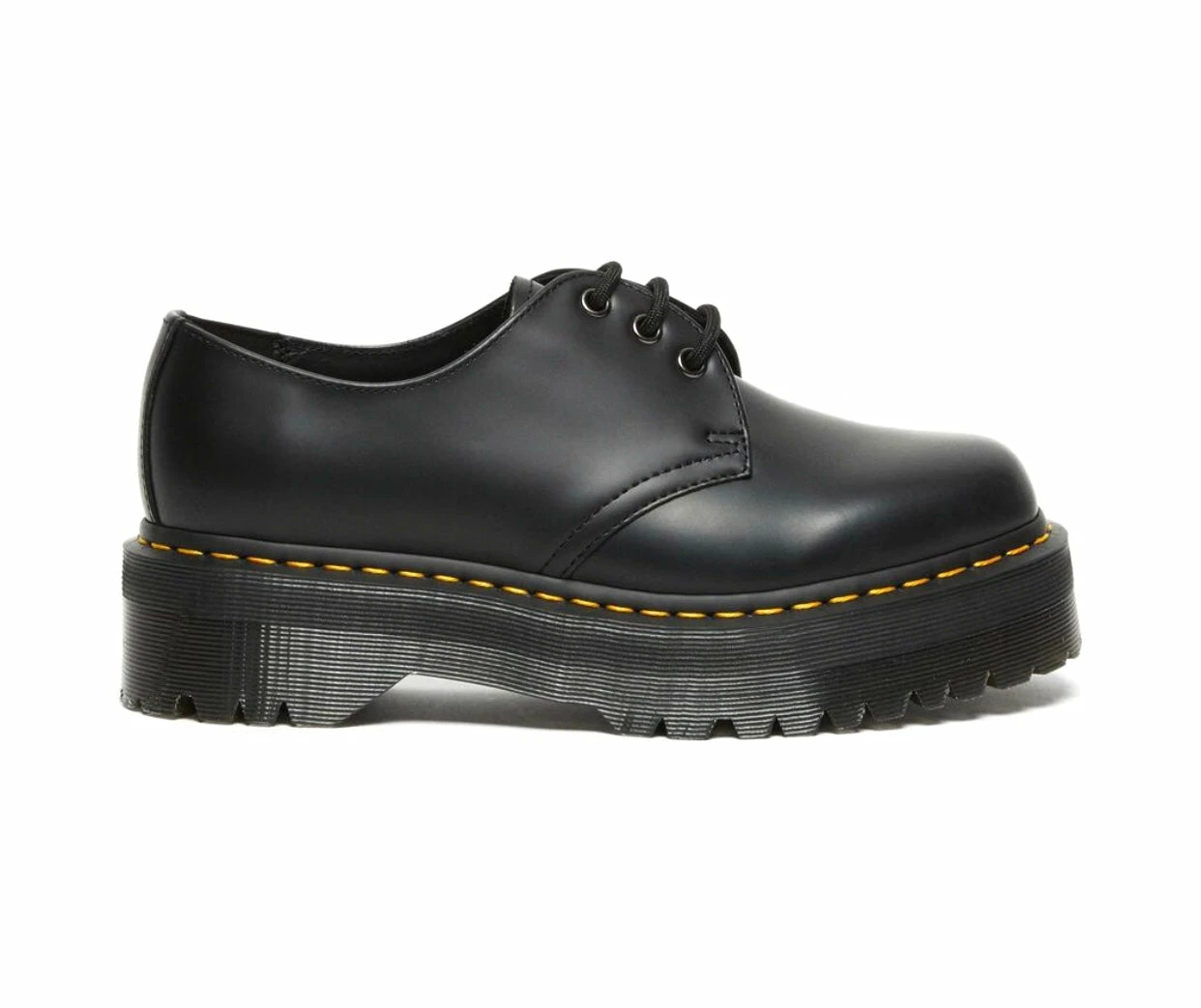 Dr. Martens Shoes Dr. Martens 1461 Quad Black Smooth Platform 3 Eyelet Shoe 11 Dr. Martens Shoes Dr. Martens 1461 Quad Black Smooth Platform 3 Eyelet Shoe - Image 11