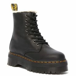 Dr. Martens Boots Dr. Martens Jadon Black Pisa Faux Fur Lined Platform Ankle 8 Eyelet Boot