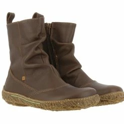 El Naturalista Ladies Boots El Naturalista N722 Brown Zip Mid Calf Boots Made In Spain