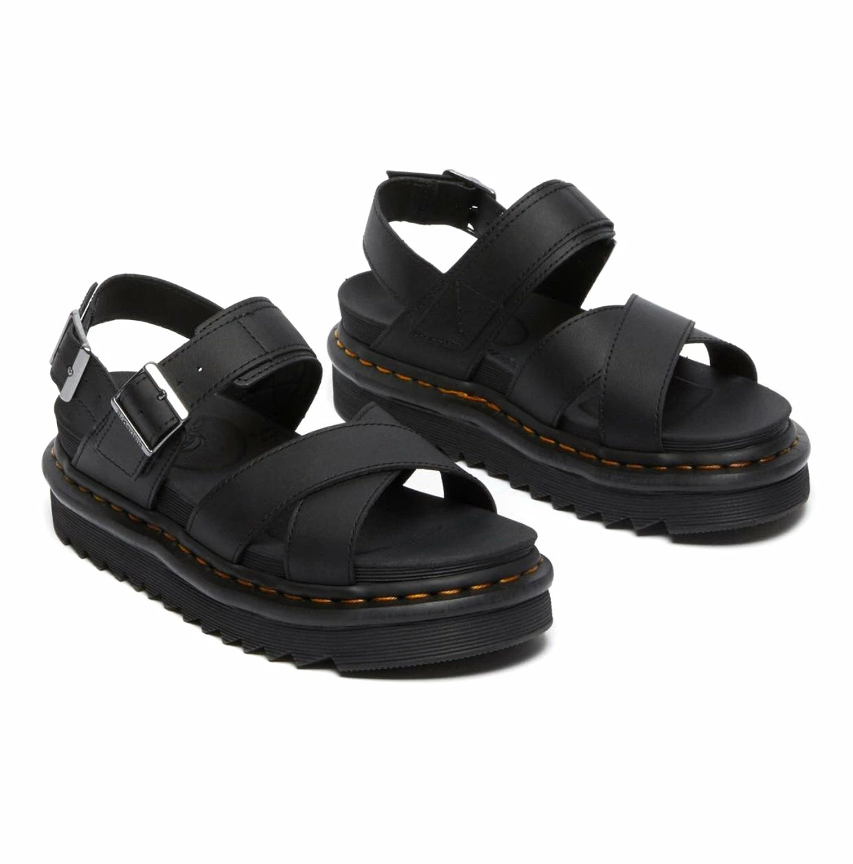 Dr. Martens Shoes Dr. Martens Voss II Black Hydro Leather Cross Strap Sandal 6 Dr. Martens Shoes Dr. Martens Voss II Black Hydro Leather Cross Strap Sandal - Image 6