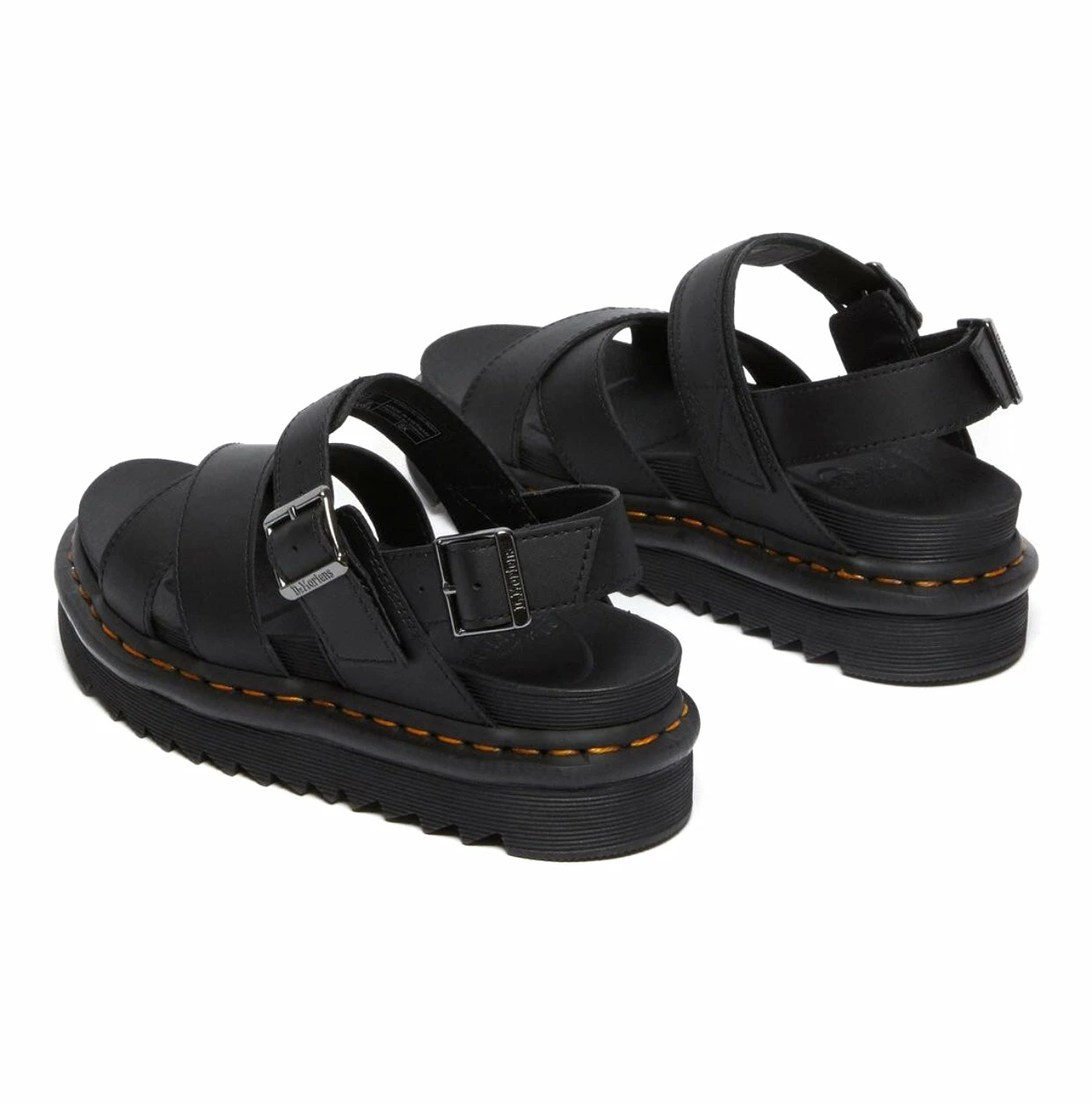 Dr. Martens Shoes Dr. Martens Voss II Black Hydro Leather Cross Strap Sandal 2 Dr. Martens Shoes Dr. Martens Voss II Black Hydro Leather Cross Strap Sandal - Image 2