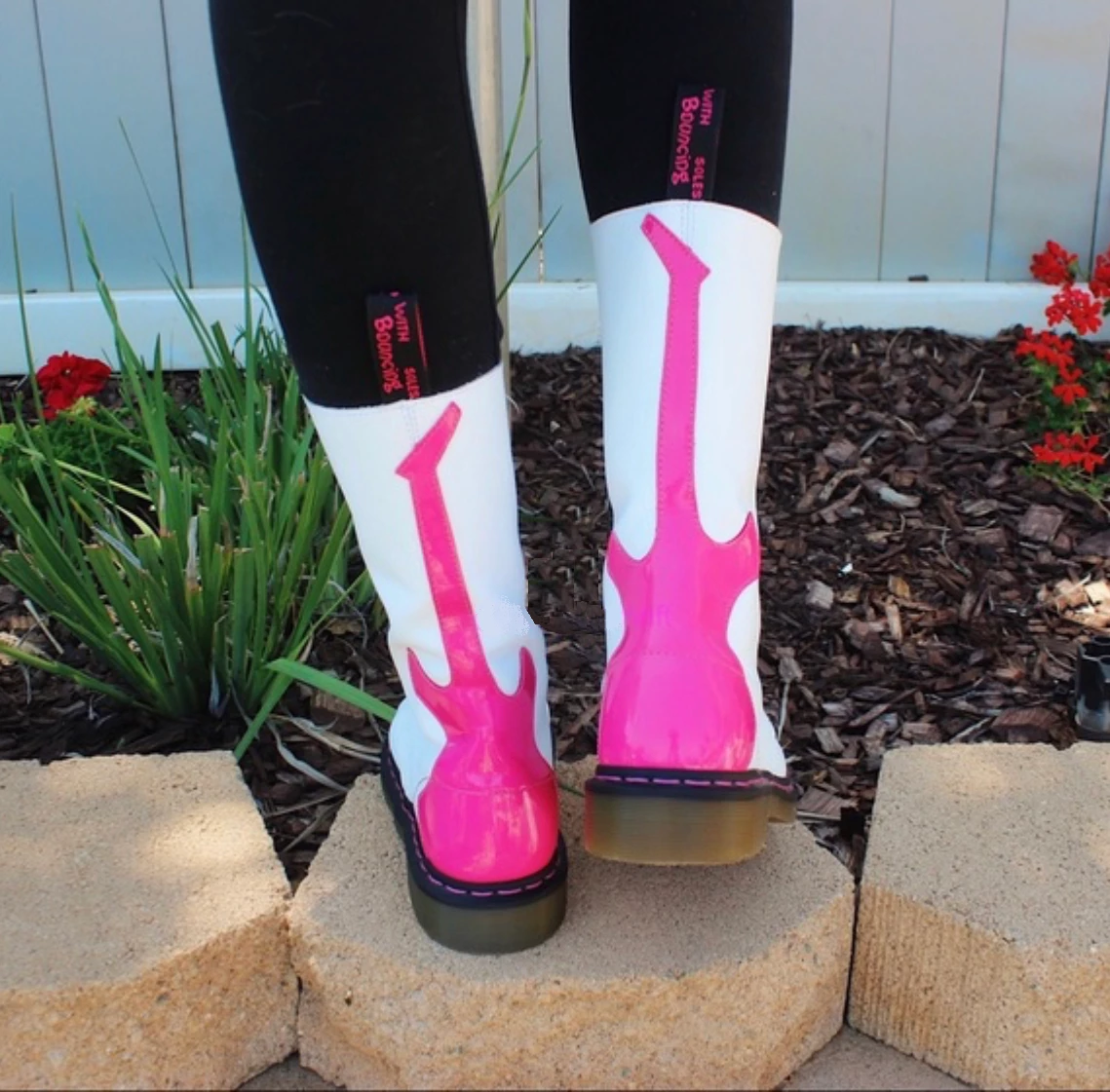 Dr. Martens Boots Dr. Martens 1914 Rocker Guitar White Pink 14 Eyelet Boot 4 Dr. Martens Boots Dr. Martens 1914 Rocker Guitar White Pink 14 Eyelet Boot - Image 4