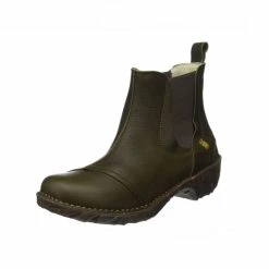 El Naturalista Ladies Boots El Naturalista N158 Olive Green Pull On Ankle Boot Made In Spain