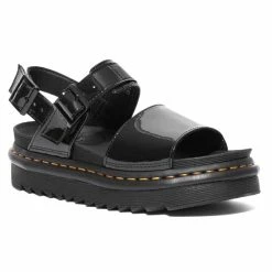 Dr. Martens Shoes Dr. Martens Voss Black Patent Lamper 2 Buckle Sandal