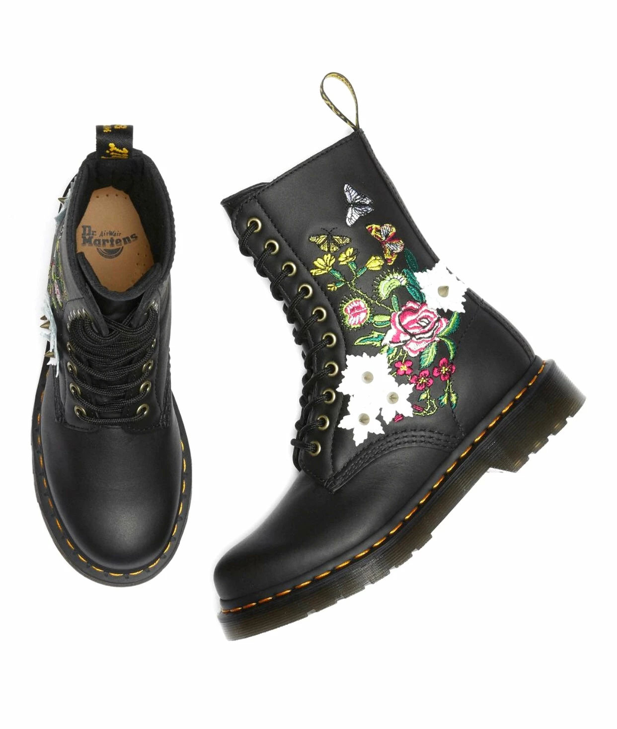 Dr. Martens Boots Dr. Martens 1490 Bloom Black Nappa Floral 10 Eyelet Boot 4 Dr. Martens Boots Dr. Martens 1490 Bloom Black Nappa Floral 10 Eyelet Boot - Image 4