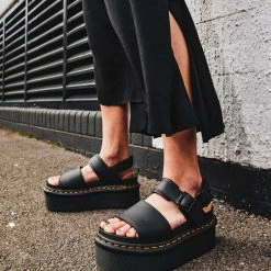 Dr. Martens Shoes Dr. Martens Voss Quad Black Hydro Leather Yellow Stitch Platform Sandal -El Naturalista store image 4f31bf74 6192 4703 94ce 4df57b5a63b2 2048x