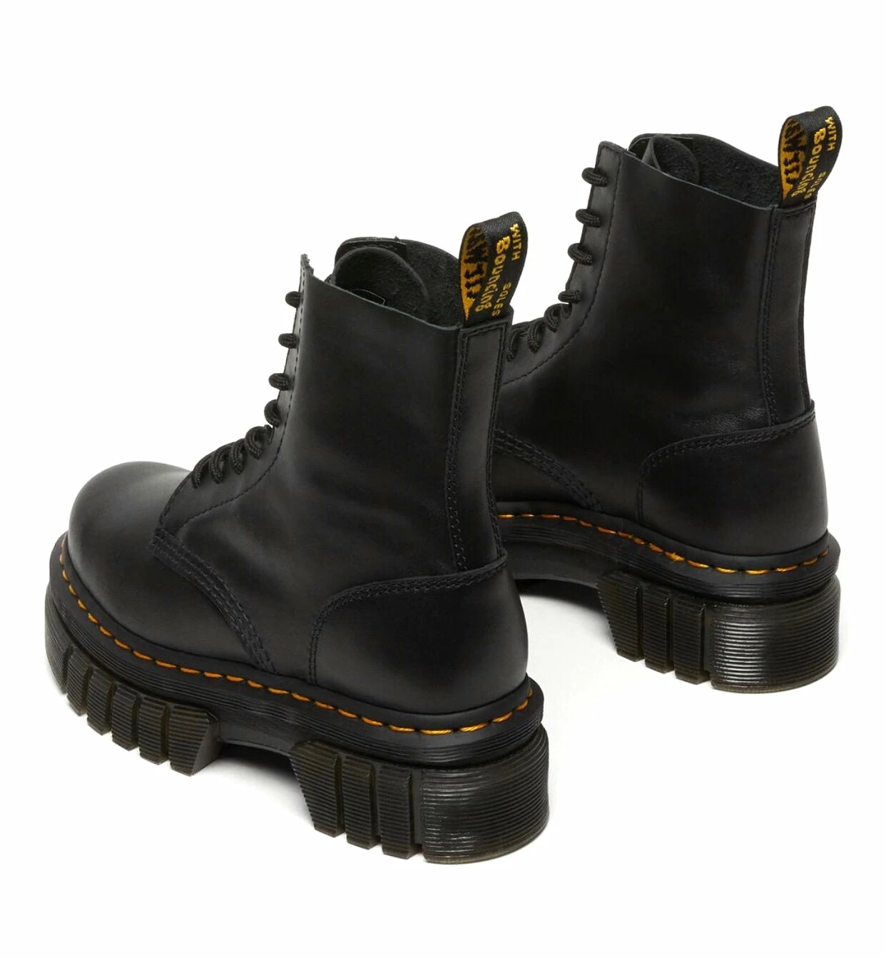 Dr. Martens Boots Dr. Martens Audrick Black Nappa Lux Platform Ankle 8 Eyelet Boot 3 Dr. Martens Boots Dr. Martens Audrick Black Nappa Lux Platform Ankle 8 Eyelet Boot - Image 3