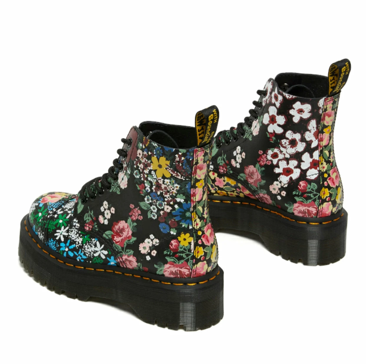 Dr. Martens Boots Dr. Martens Sinclair Black Floral Mash Up Backhand Zip Ankle 8 Eyelet Boot 8 Dr. Martens Boots Dr. Martens Sinclair Black Floral Mash Up Backhand Zip Ankle 8 Eyelet Boot - Image 8