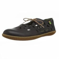 El Naturalista Ladies Shoes El Naturalista 5271 Black Perforated Leather 2 Eyelet Shoe Made In Spain