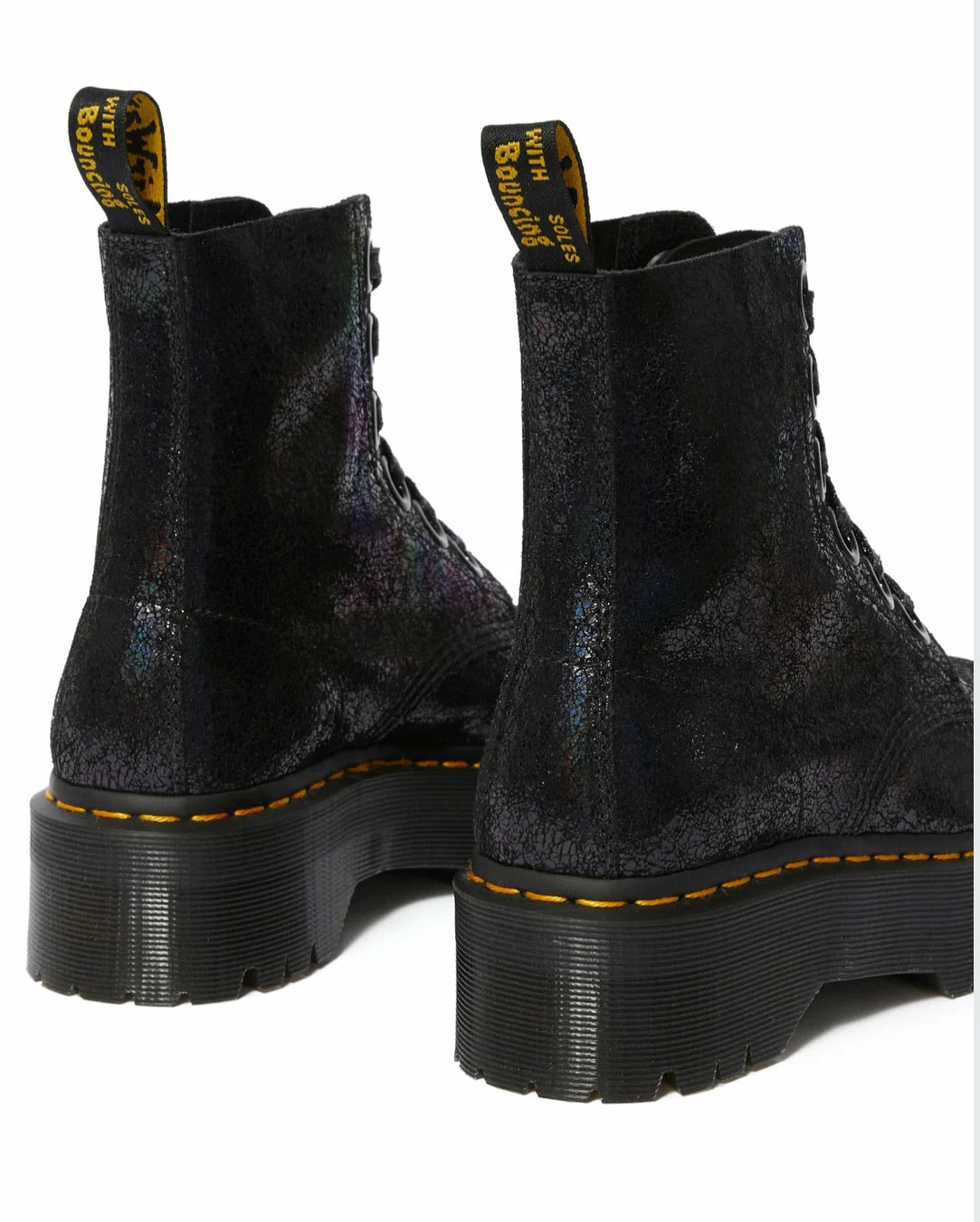 Dr. Martens Boots Dr. Martens Molly Black Iridescent Crackle Platform Ankle 6 Eyelet Boot 3 Dr. Martens Boots Dr. Martens Molly Black Iridescent Crackle Platform Ankle 6 Eyelet Boot - Image 3