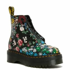 Dr. Martens Boots Dr. Martens Sinclair Black Floral Mash Up Backhand Zip Ankle 8 Eyelet Boot