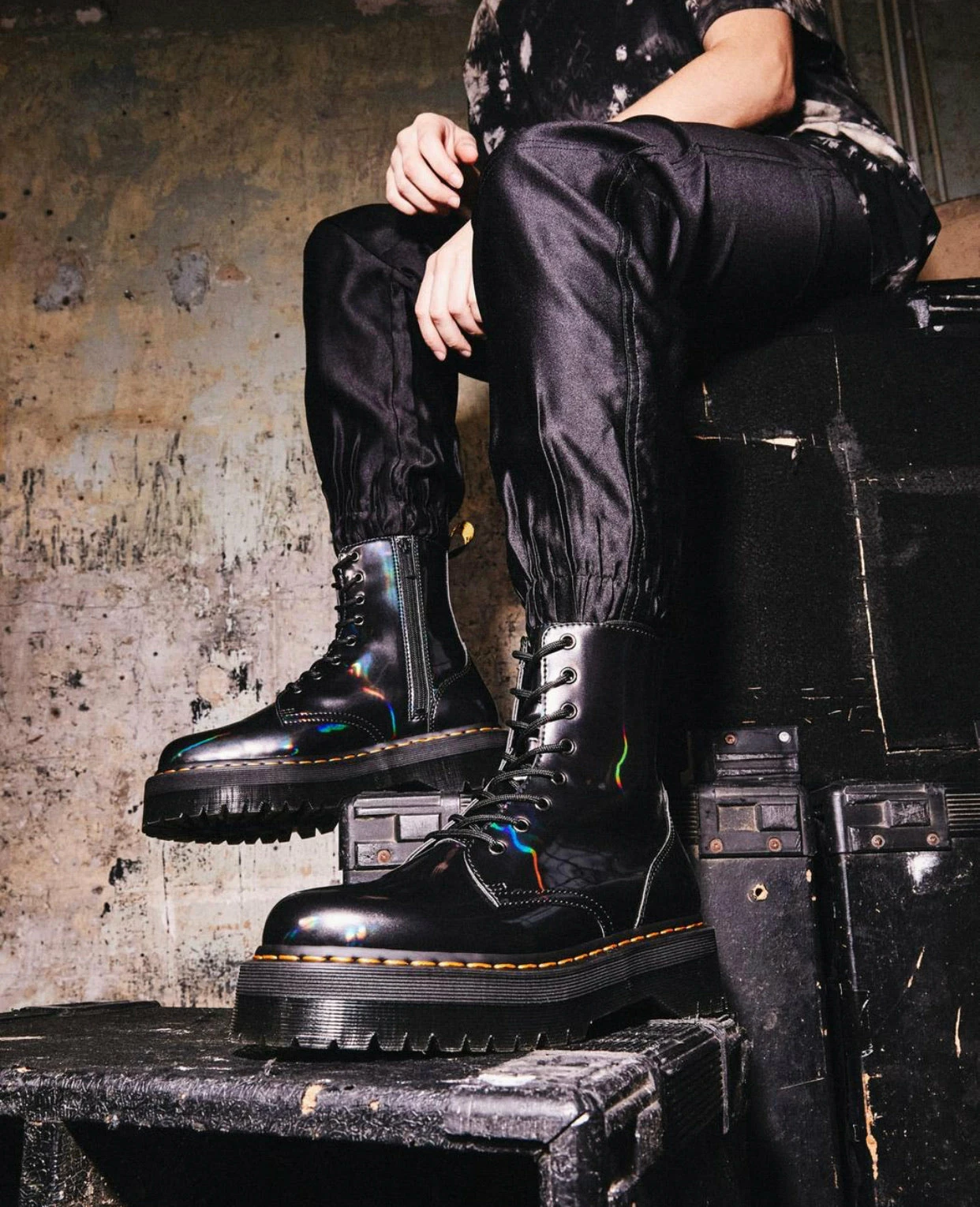 Dr. Martens Boots Dr. Martens Jadon Gunmetal Hologram Platform Ankle 8 Eyelet Boot 5 Dr. Martens Boots Dr. Martens Jadon Gunmetal Hologram Platform Ankle 8 Eyelet Boot - Image 5