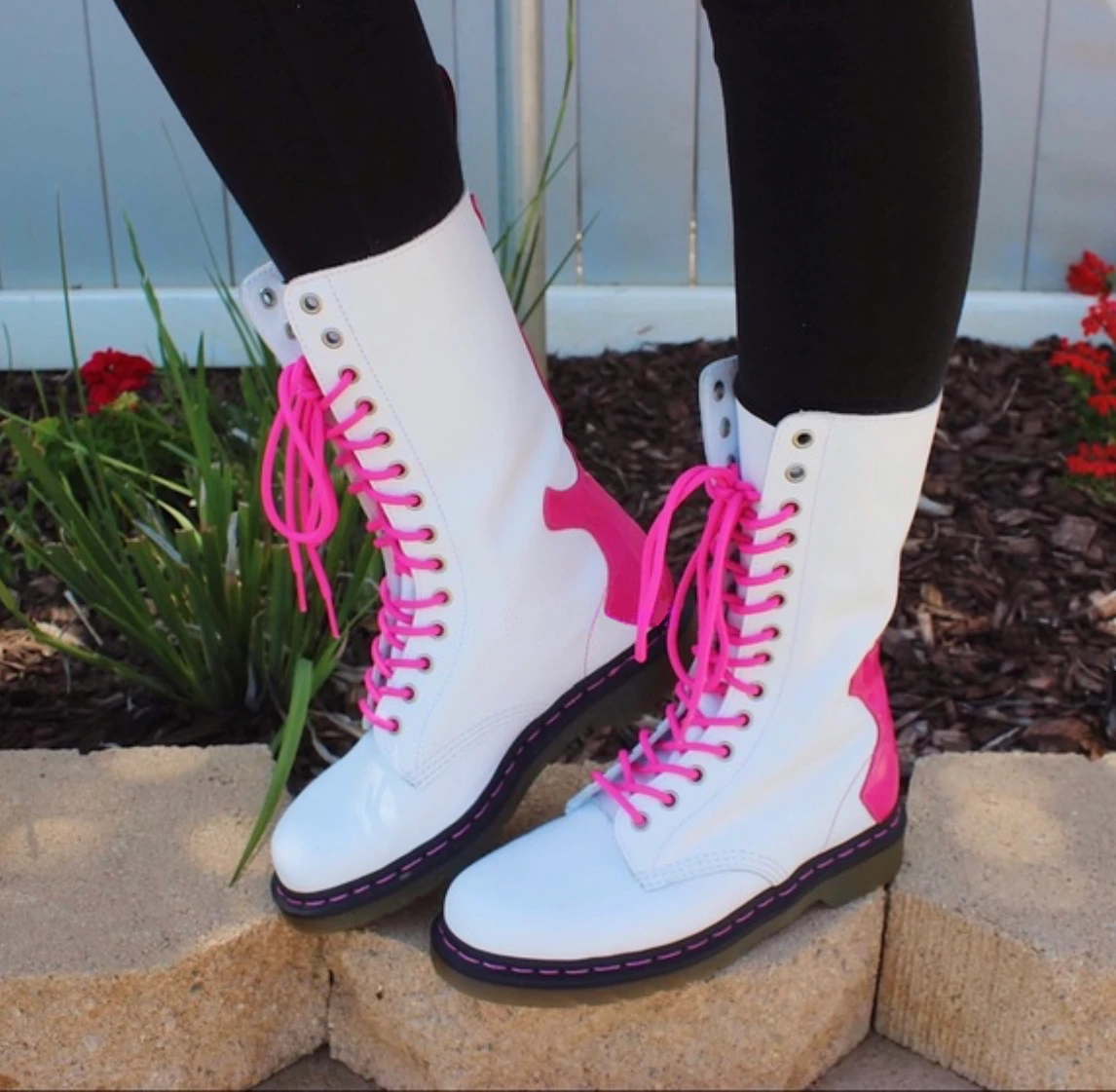 Dr. Martens Boots Dr. Martens 1914 Rocker Guitar White Pink 14 Eyelet Boot 8 Dr. Martens Boots Dr. Martens 1914 Rocker Guitar White Pink 14 Eyelet Boot - Image 8