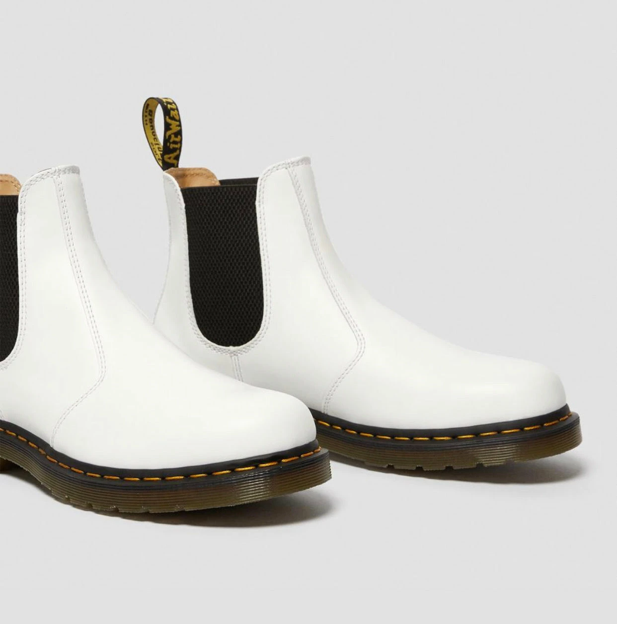 Dr. Martens Boots Dr. Martens 2976 White Yellow Stitch Chelsea Elastic Sided Boot 2 Dr. Martens Boots Dr. Martens 2976 White Yellow Stitch Chelsea Elastic Sided Boot - Image 2