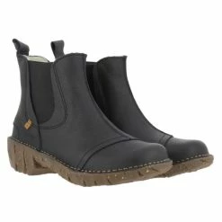 El Naturalista Ladies Boots El Naturalista N158 Black Pull On Ankle Boot Made In Spain