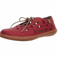 El Naturalista Ladies Shoes El Naturalista 5271 Tibet Red Perforated Leather 2 Eyelet Shoe Made In Spain
