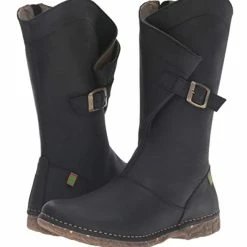 El Naturalista Ladies Boots El Naturalista N916 Black Mid Calf Zip Boots Made In Spain
