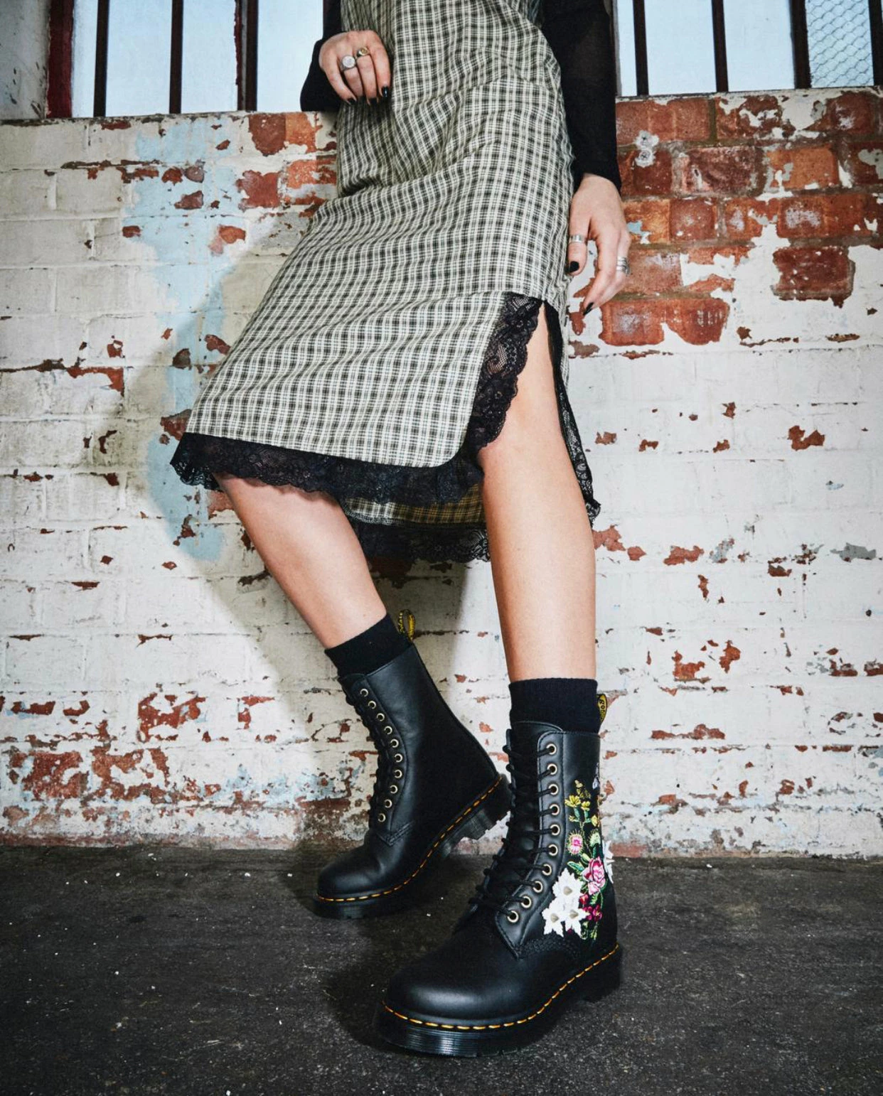 Dr. Martens Boots Dr. Martens 1490 Bloom Black Nappa Floral 10 Eyelet Boot 3 Dr. Martens Boots Dr. Martens 1490 Bloom Black Nappa Floral 10 Eyelet Boot - Image 3