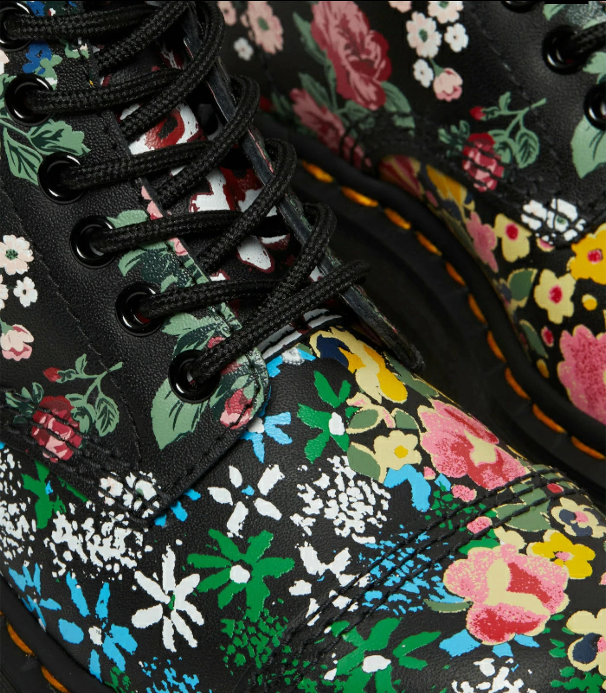 Dr. Martens Boots Dr. Martens Sinclair Black Floral Mash Up Backhand Zip Ankle 8 Eyelet Boot 3 Dr. Martens Boots Dr. Martens Sinclair Black Floral Mash Up Backhand Zip Ankle 8 Eyelet Boot - Image 3