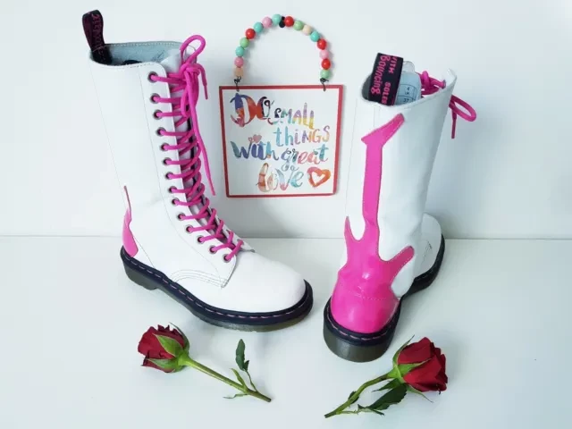 Dr. Martens Boots Dr. Martens 1914 Rocker Guitar White Pink 14 Eyelet Boot 5 Dr. Martens Boots Dr. Martens 1914 Rocker Guitar White Pink 14 Eyelet Boot - Image 5