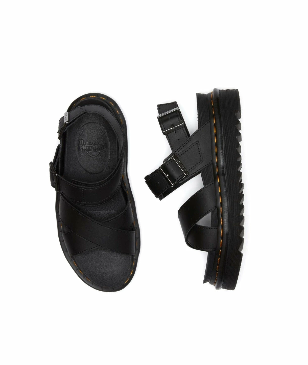 Dr. Martens Shoes Dr. Martens Voss II Black Hydro Leather Cross Strap Sandal 8 Dr. Martens Shoes Dr. Martens Voss II Black Hydro Leather Cross Strap Sandal - Image 8