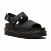 Dr. Martens Shoes Dr. Martens Voss Black Hydro Leather Yellow Stitch Sandal