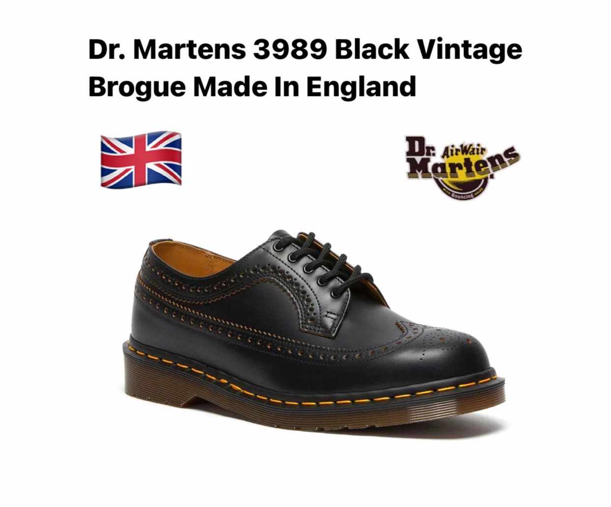 Dr. Martens Shoes Dr. Martens 3989 Black Vintage Brogue Made In England 1 Dr. Martens Shoes Dr. Martens 3989 Black Vintage Brogue Made In England