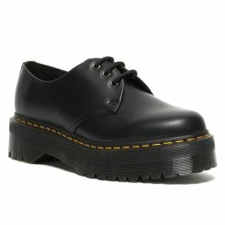 Dr. Martens Shoes Dr. Martens 1461 Quad Black Smooth Platform 3 Eyelet Shoe