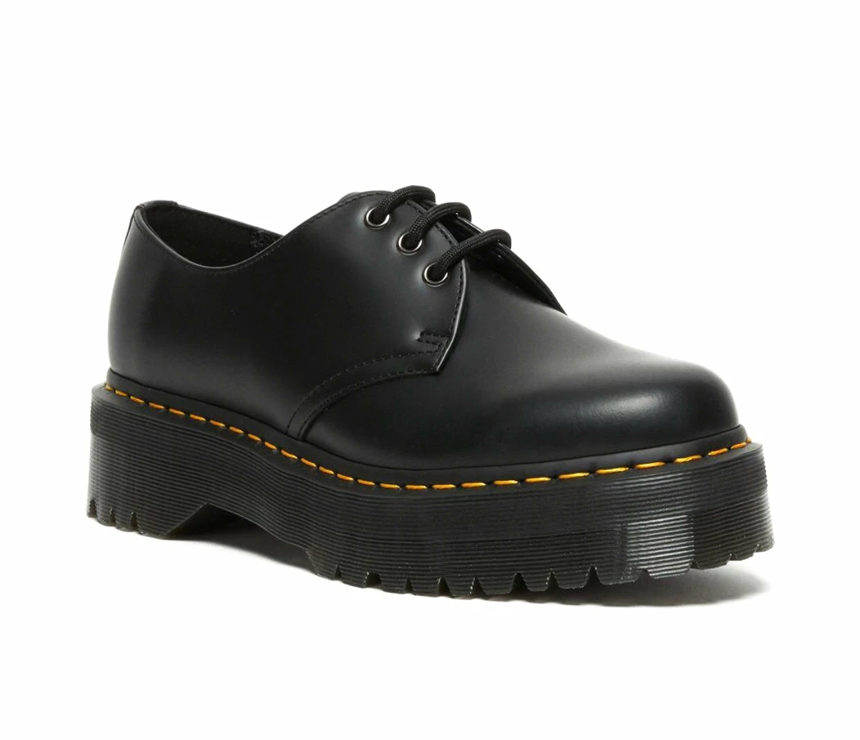 Dr. Martens Shoes Dr. Martens 1461 Quad Black Smooth Platform 3 Eyelet Shoe 1 Dr. Martens Shoes Dr. Martens 1461 Quad Black Smooth Platform 3 Eyelet Shoe