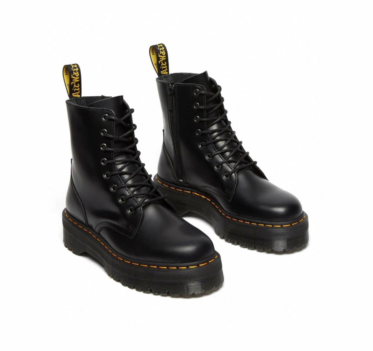 Dr. Martens Boots Dr. Martens Jadon Black Smooth Zip Platform Ankle 8 Eyelet Boot 2 Dr. Martens Boots Dr. Martens Jadon Black Smooth Zip Platform Ankle 8 Eyelet Boot - Image 2