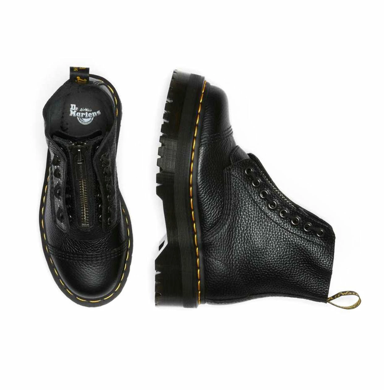 Dr. Martens Boots Dr. Martens Sinclair Black Milled Nappa Zip Ankle 8 Eyelet Boot 4 Dr. Martens Boots Dr. Martens Sinclair Black Milled Nappa Zip Ankle 8 Eyelet Boot - Image 4