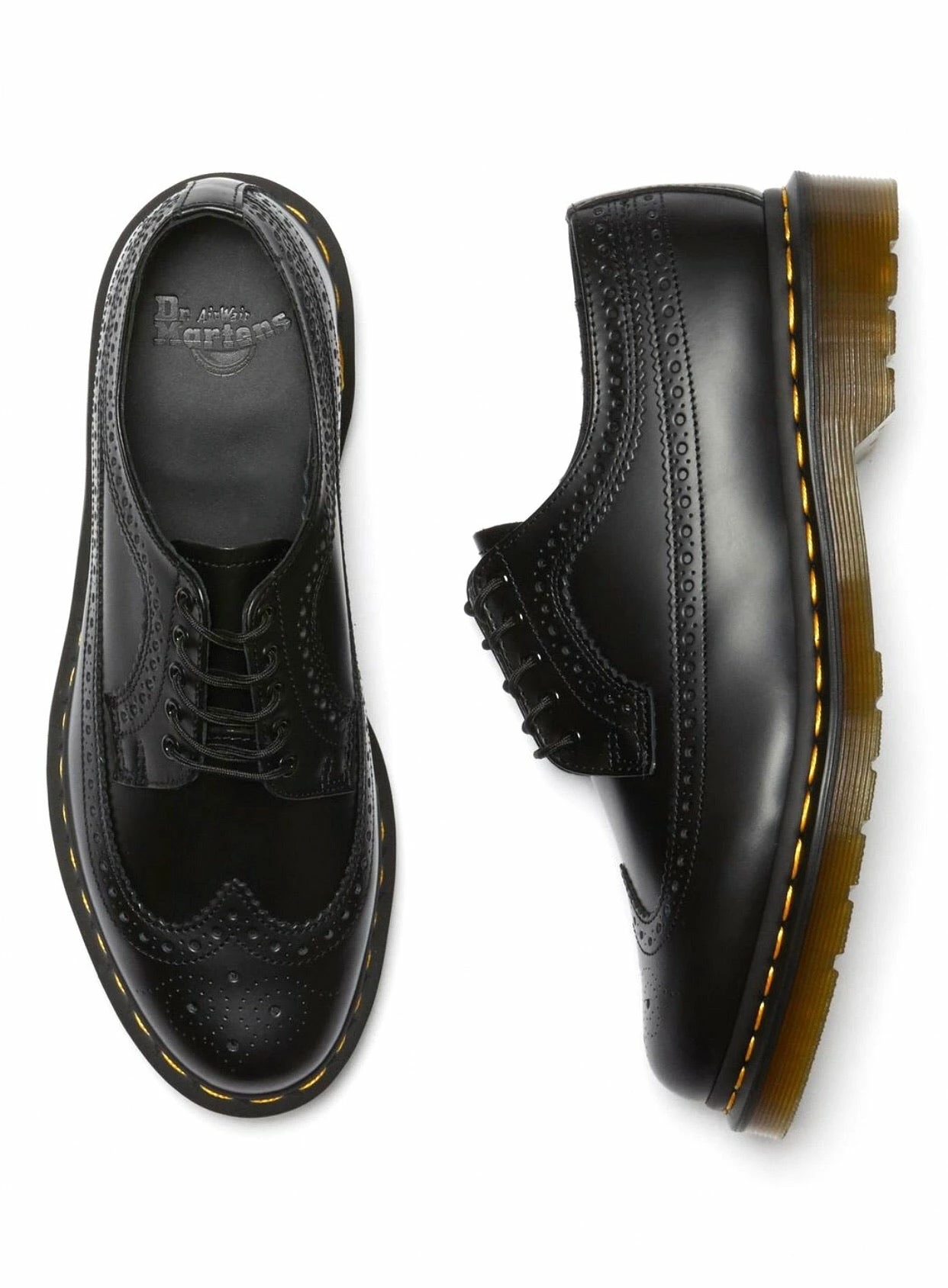 Dr. Martens Shoes Dr. Martens 3989 Black Smooth Yellow Stitch Brogue 5 Eyelet Shoe 7 Dr. Martens Shoes Dr. Martens 3989 Black Smooth Yellow Stitch Brogue 5 Eyelet Shoe - Image 7