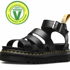 Dr. Martens Shoes Dr. Martens Blaire Vegan Chunky Black Sandal Buckle 3 Strap