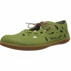 El Naturalista Ladies Shoes El Naturalista 5271 Green Perforated Leather 2 Eyelet Shoe Made In Spain