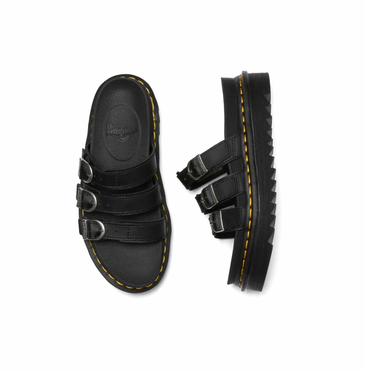 Dr. Martens Shoes Dr. Martens Blaire Hydro Black Yellow Stitch Slide 7 Dr. Martens Shoes Dr. Martens Blaire Hydro Black Yellow Stitch Slide - Image 7