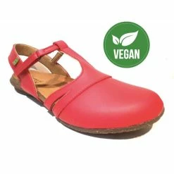 El Naturalista Ladies Shoes El Naturalista N5062 Red Vegan Mary Jane Flats Made In Spain