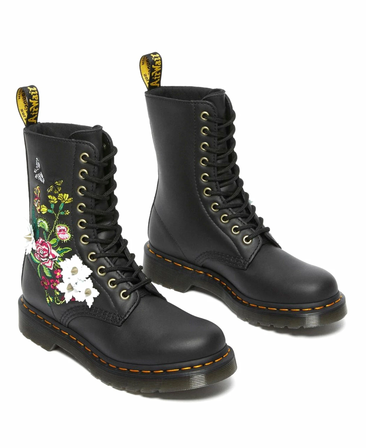 Dr. Martens Boots Dr. Martens 1490 Bloom Black Nappa Floral 10 Eyelet Boot 2 Dr. Martens Boots Dr. Martens 1490 Bloom Black Nappa Floral 10 Eyelet Boot - Image 2