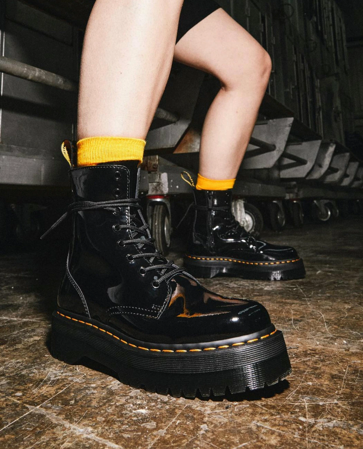Dr. Martens Boots Dr. Martens Jadon Black Patent Zip Platform Ankle 8 Eyelet Boot 4 Dr. Martens Boots Dr. Martens Jadon Black Patent Zip Platform Ankle 8 Eyelet Boot - Image 4
