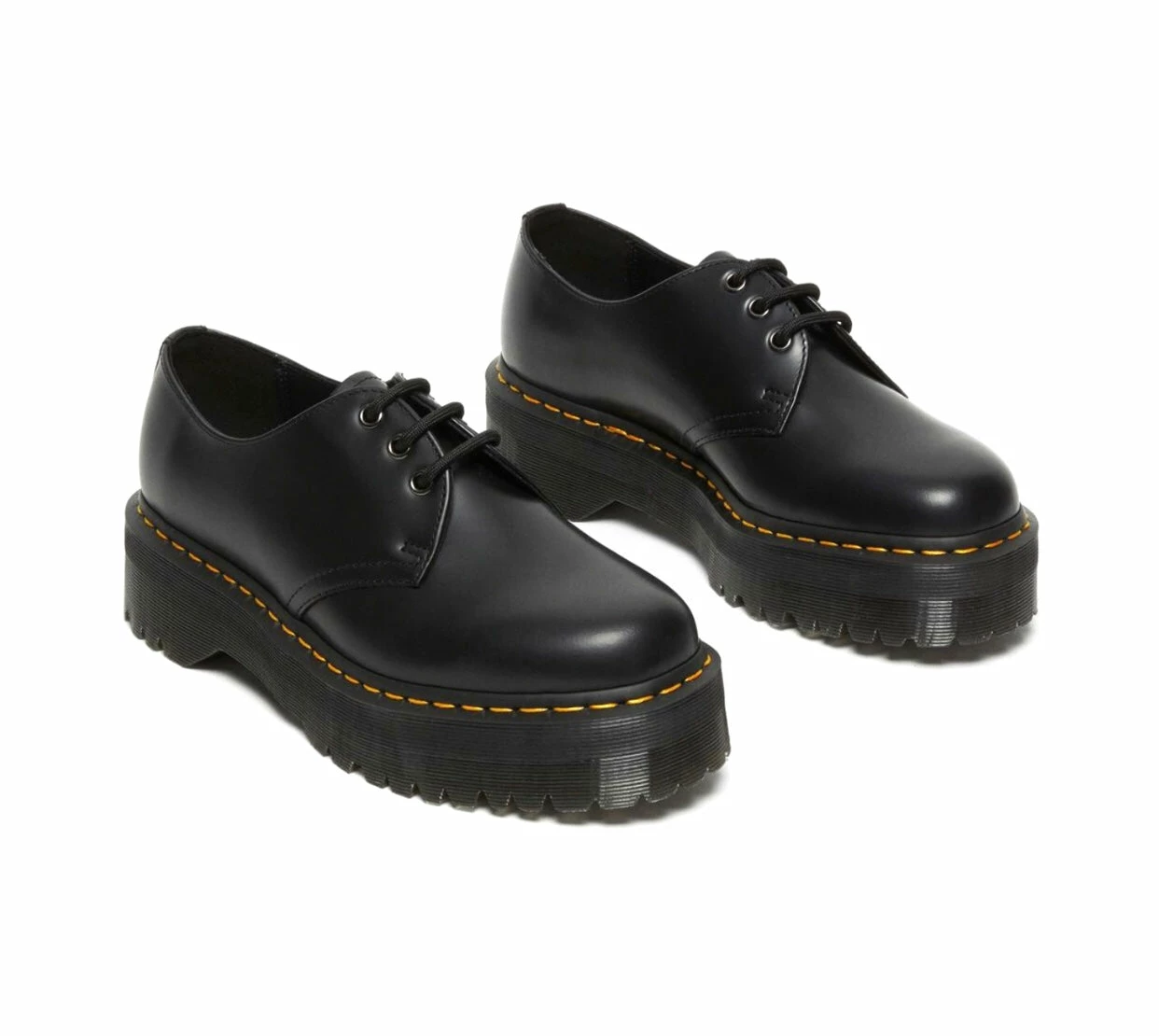 Dr. Martens Shoes Dr. Martens 1461 Quad Black Smooth Platform 3 Eyelet Shoe 2 Dr. Martens Shoes Dr. Martens 1461 Quad Black Smooth Platform 3 Eyelet Shoe - Image 2