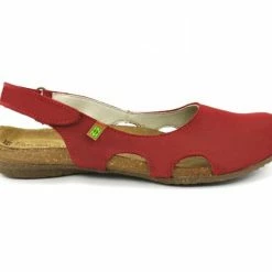 El Naturalista Ladies Shoes El Naturalista N413 Tibet Red Closed Toe Flats Sandals Made In Spain