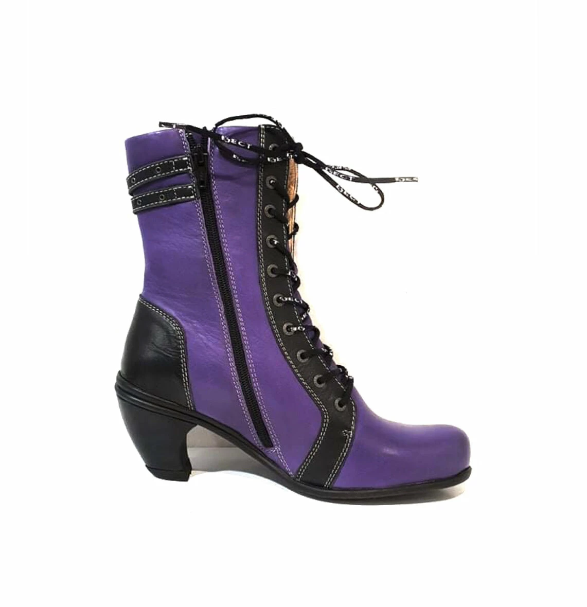 Eject Ladies Boots Eject EJW17-18 Viola Black 10 Eyelet Zip Mid Calf Boot Made In Portugal 2 Eject Ladies Boots Eject EJW17-18 Viola Black 10 Eyelet Zip Mid Calf Boot Made In Portugal - Image 2