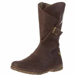 El Naturalista Ladies Boots El Naturalista N916 Brown Mid Calf Zip Boots Made In Spain