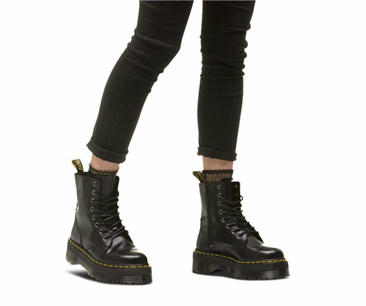 Dr. Martens Boots Dr. Martens Jadon Black Smooth Zip Platform Ankle 8 Eyelet Boot 5 Dr. Martens Boots Dr. Martens Jadon Black Smooth Zip Platform Ankle 8 Eyelet Boot - Image 5