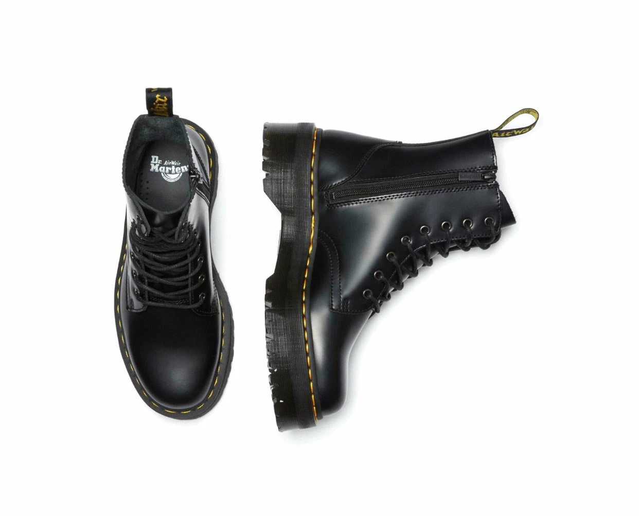 Dr. Martens Boots Dr. Martens Jadon Black Smooth Zip Platform Ankle 8 Eyelet Boot 6 Dr. Martens Boots Dr. Martens Jadon Black Smooth Zip Platform Ankle 8 Eyelet Boot - Image 6